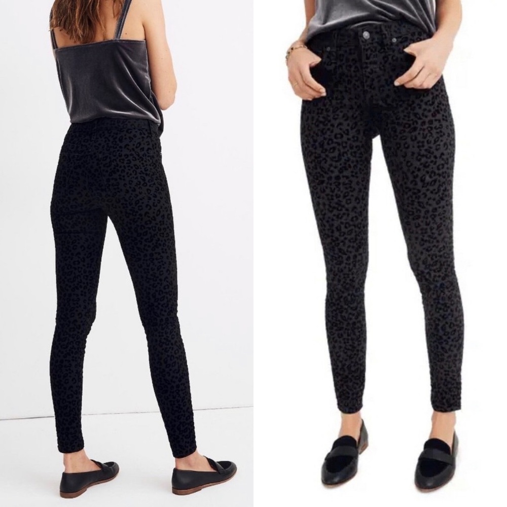 Madewell Black Leopard Skinny Jeans